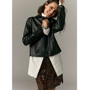 Anthropologie | Saige Faux Leather Moto Jacket | Black | Size XL